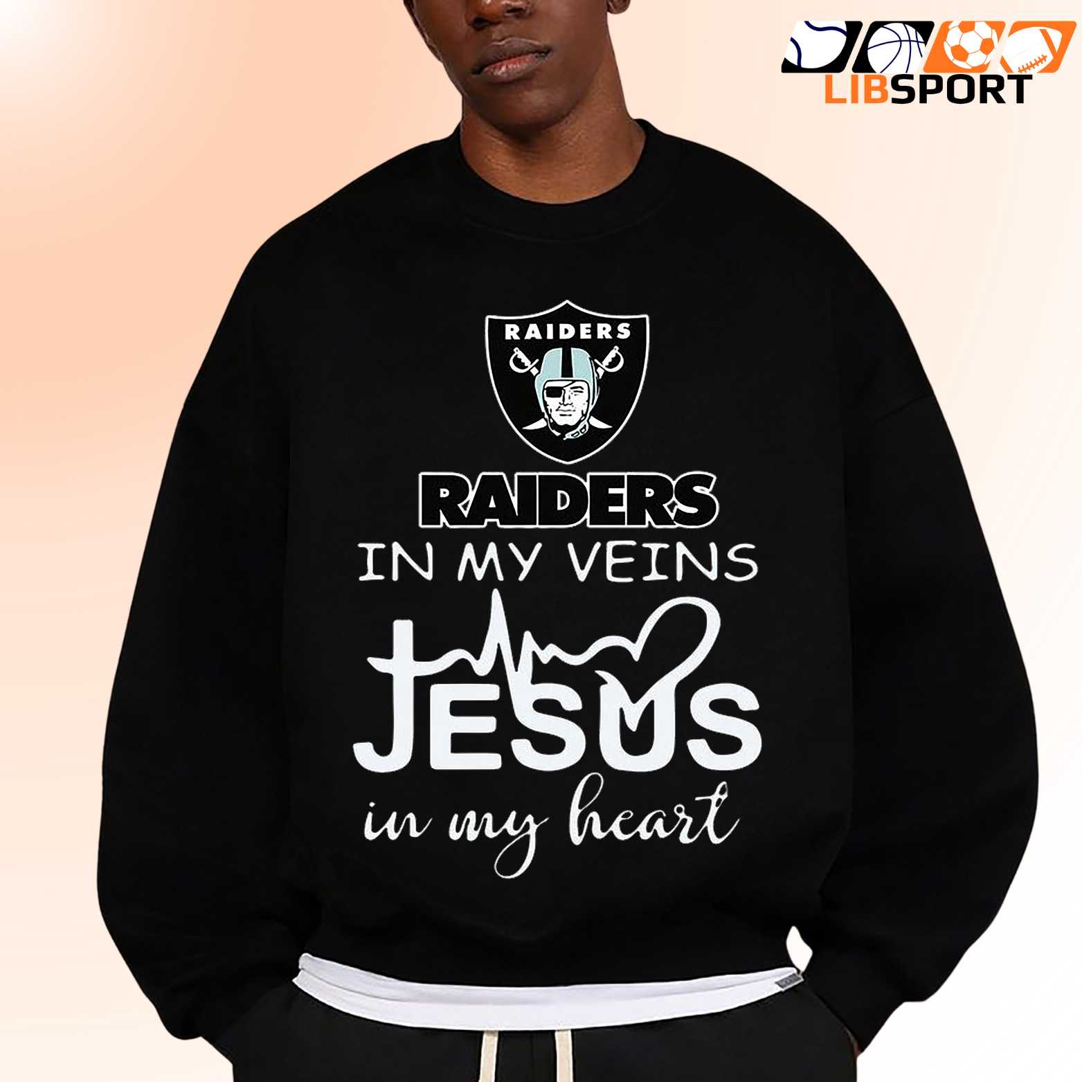 In My Veins Jesus In My Heart Raiders T Shirt, Las Vegas Raiders Tee, Unisex Nfl Shirt